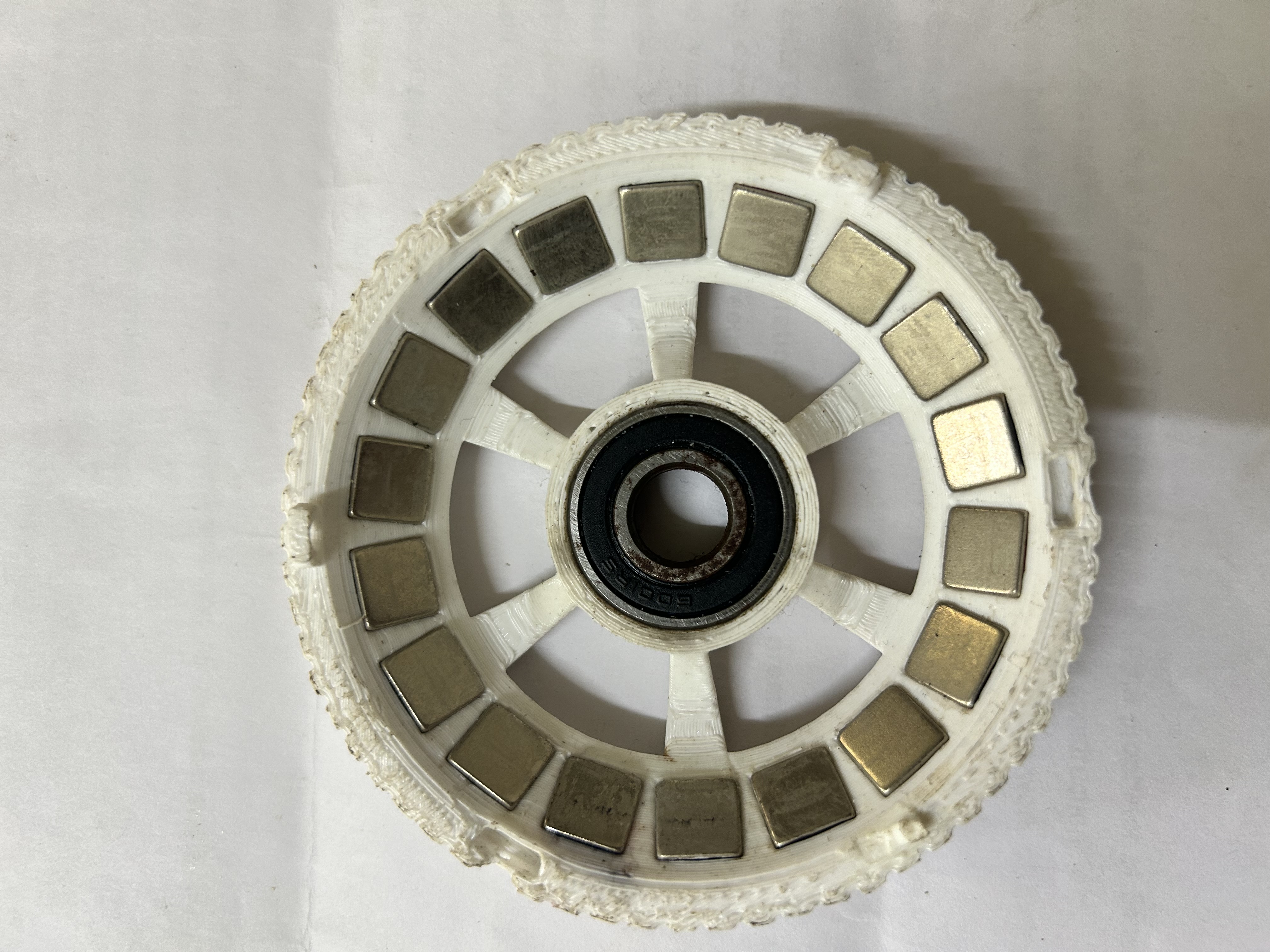 Inner view of the rotor half showing 20 N42 magnets...